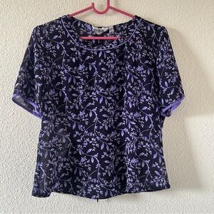 Top Fashion Sheer Vine Print Dressy Party Date Cutesy Dainty Top Women’s Medium